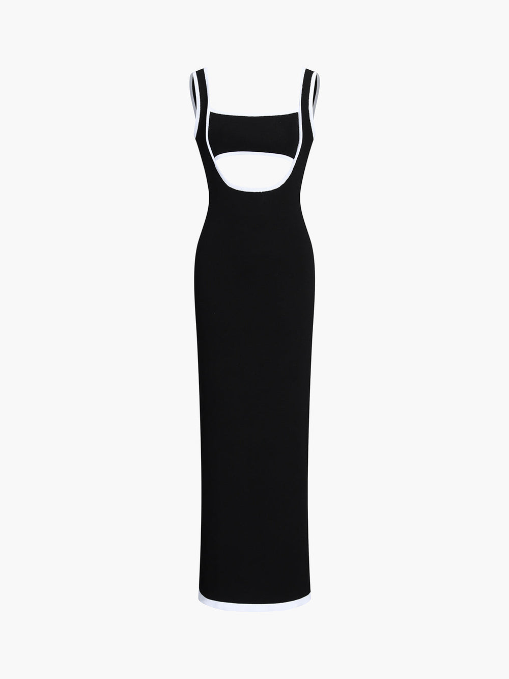 Robe Pull Longue à Découpes et Bordures Contrastées