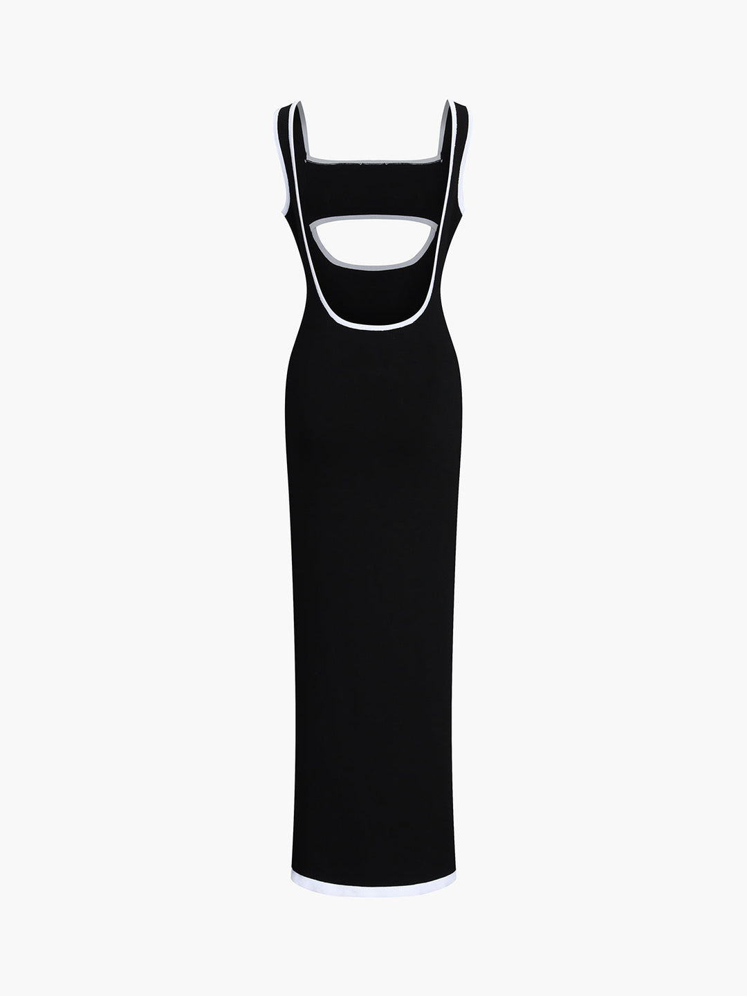 Robe Pull Longue à Découpes et Bordures Contrastées