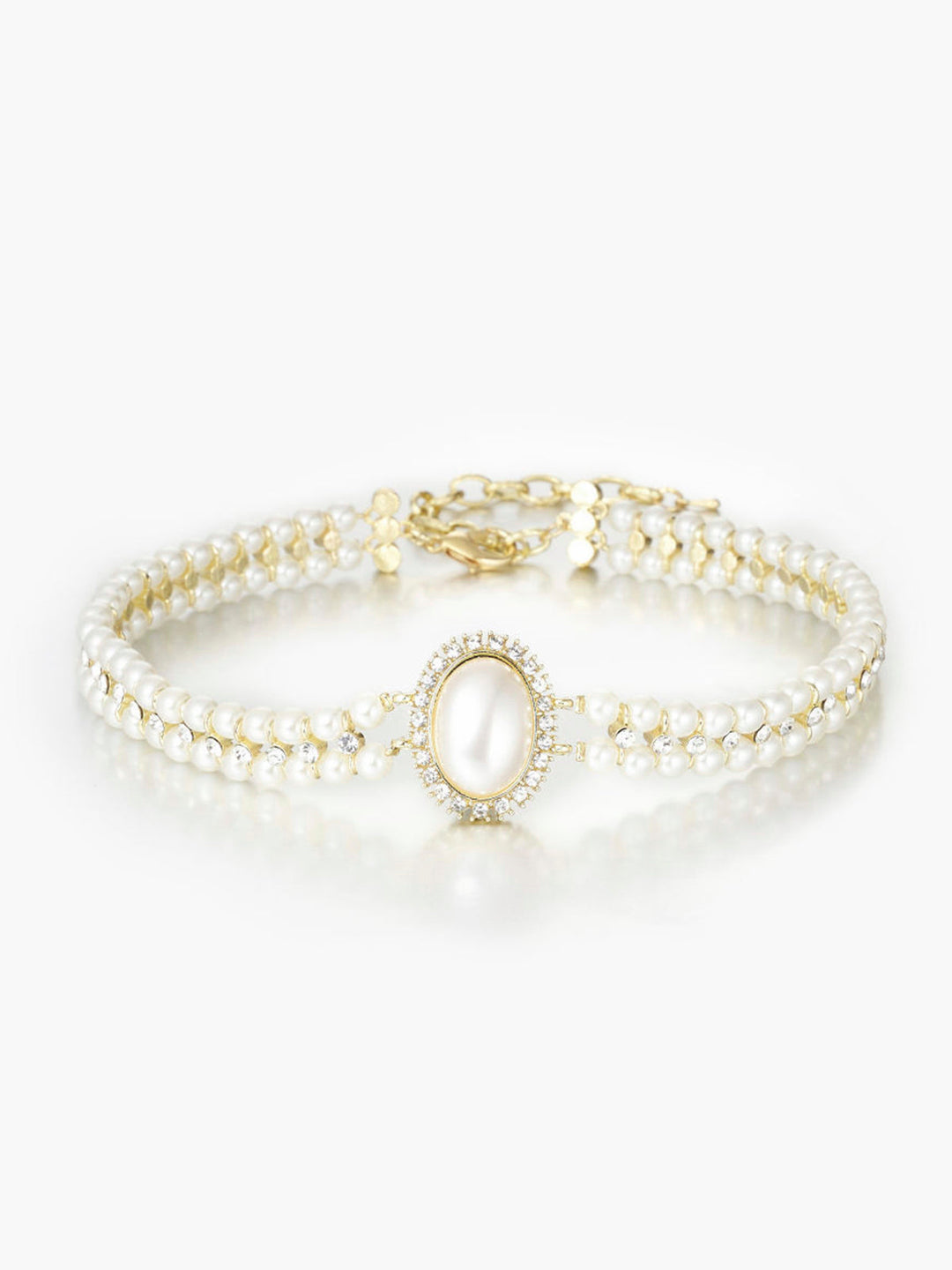 Collier Ras-du-Cou Vintage Double Rang Perles Synthétiques
