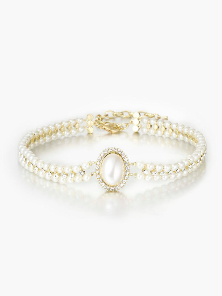 Collier Ras-du-Cou Vintage Double Rang Perles Synthétiques