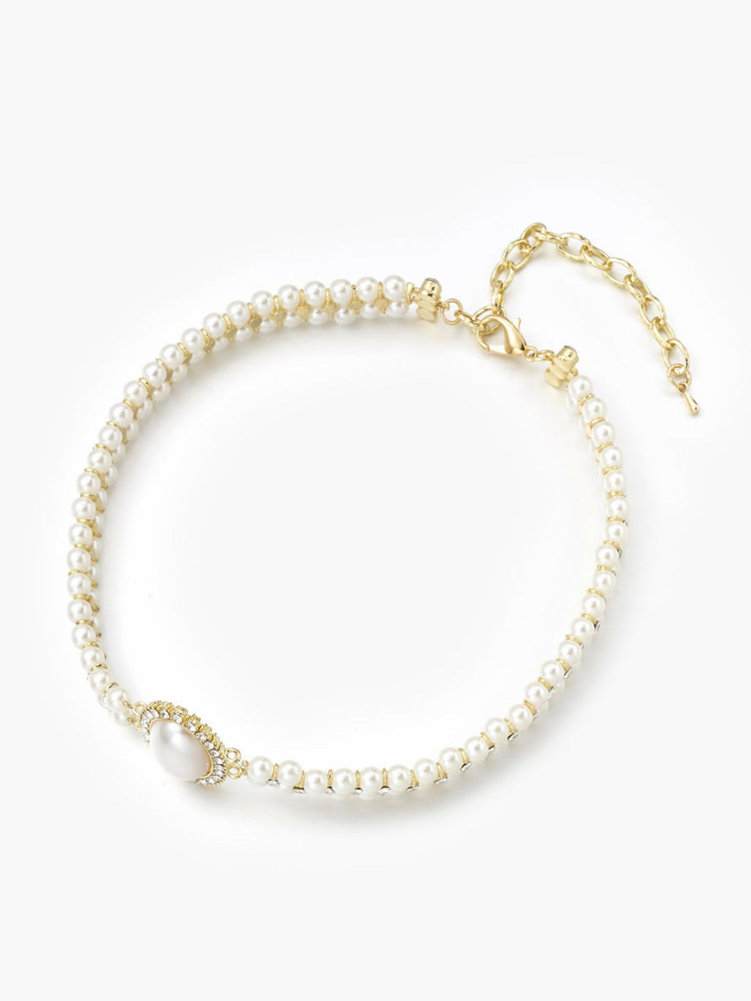 Collier Ras-du-Cou Vintage Double Rang Perles Synthétiques