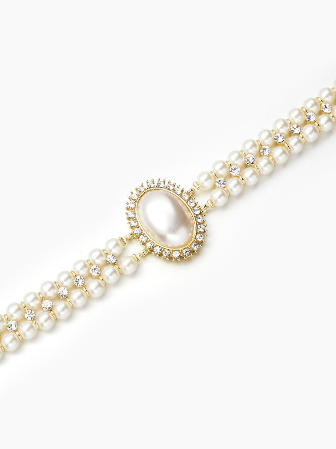 Collier Ras-du-Cou Vintage Double Rang Perles Synthétiques