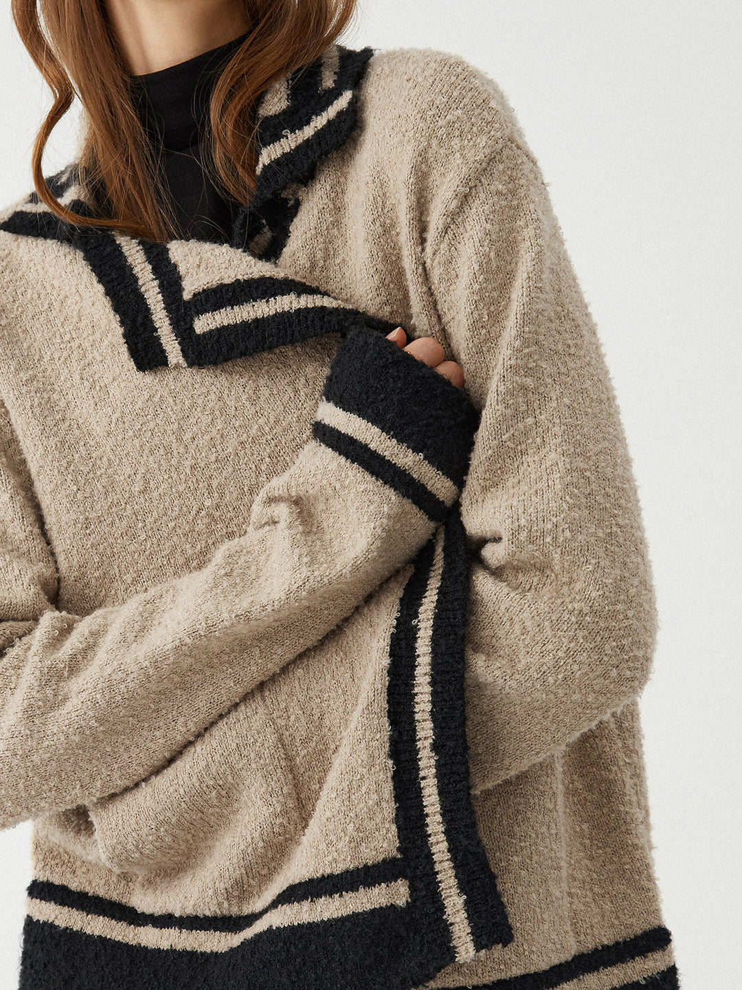 Cardigan en tricot à garniture contrastante
