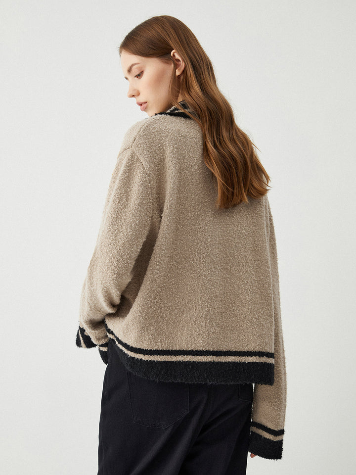 Cardigan en tricot à garniture contrastante