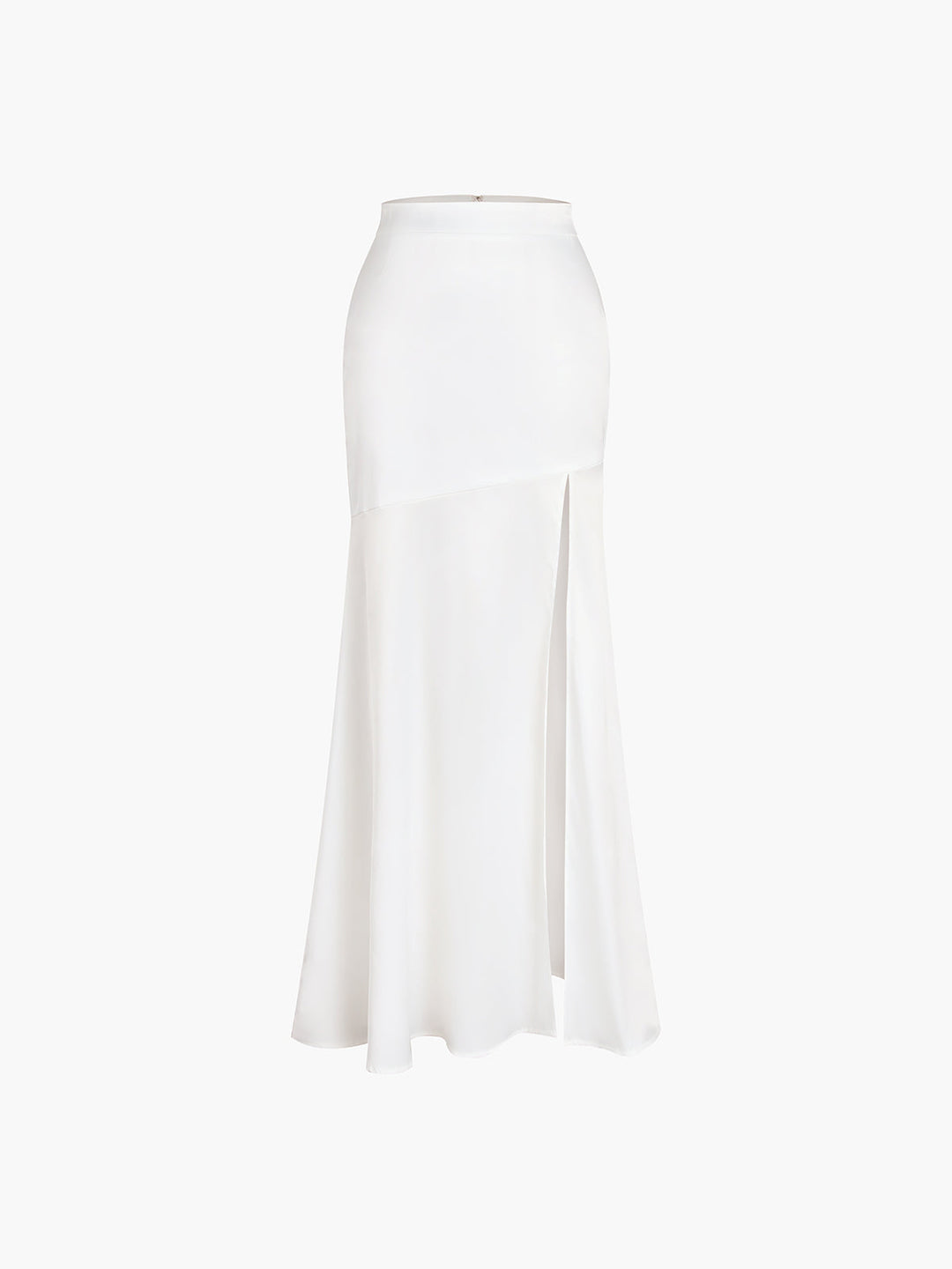 Jupe Maxi fendue en patchwork de satin