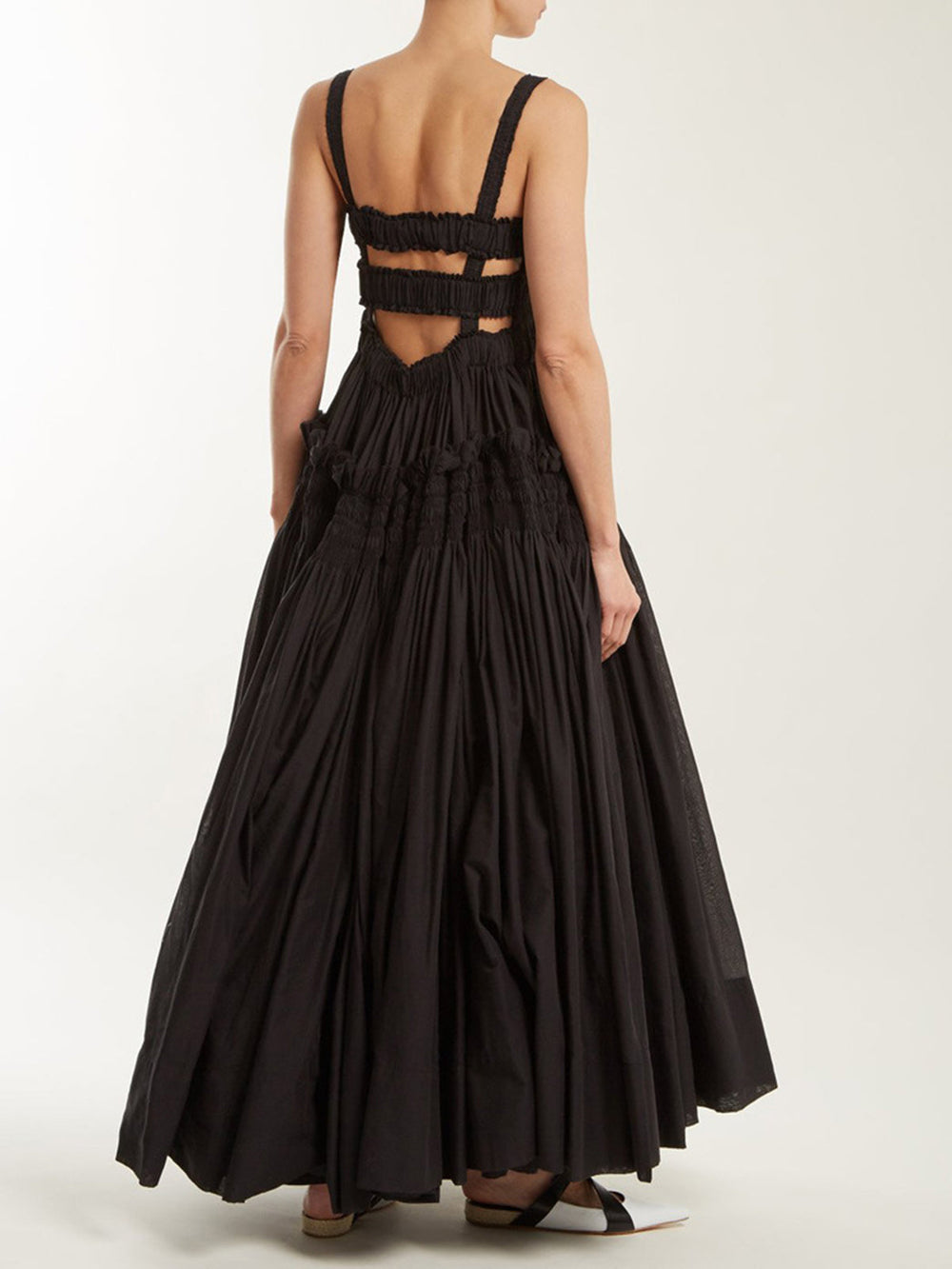 Robe Longue à Bretelles Plissées