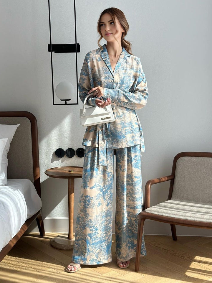Ensemble Pantalon Cravate Imprimé