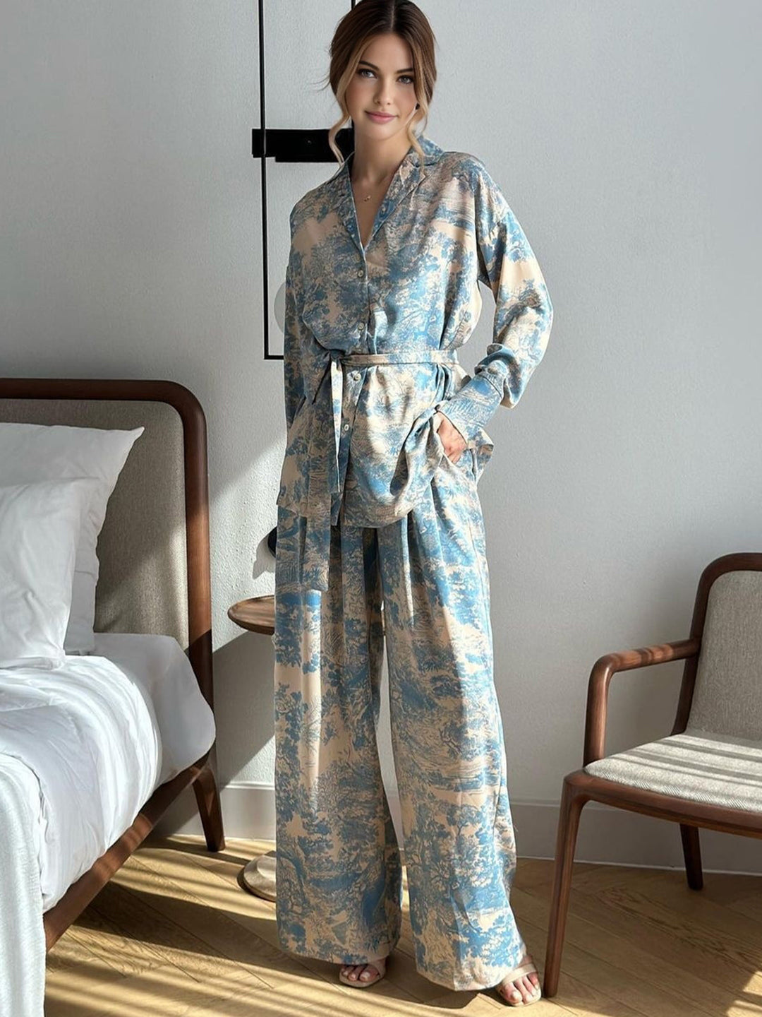 Ensemble Pantalon Cravate Imprimé