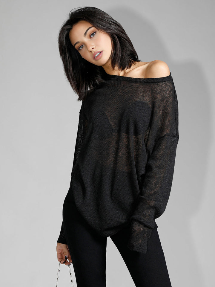 Haut Long Manches Transparent Uni