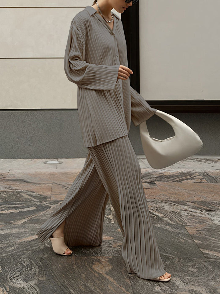 Ensemble Pantalon Deux Pièces Plissé Décontracté Oversize