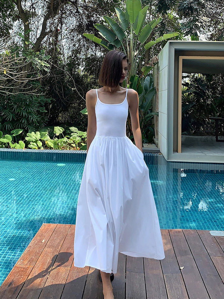Robe Mi-Longue en Coton Patchwork avec Poches