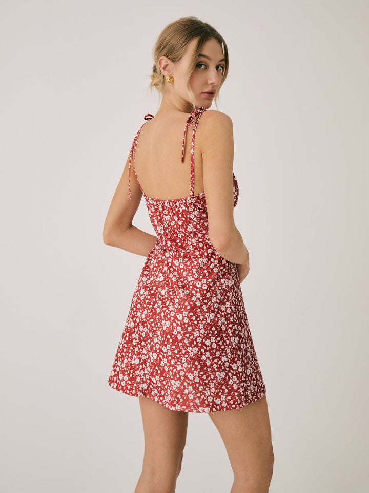 Robe Courte Cami Fleurie Dos Ouvert Imprimée