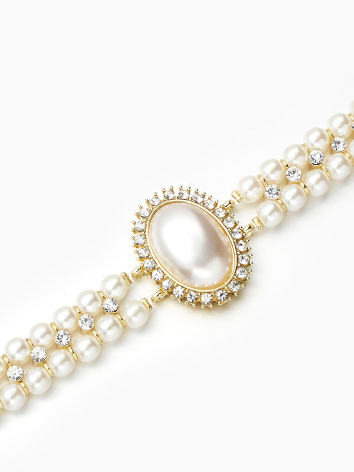 Collier Ras-du-Cou Vintage Double Rang Perles Synthétiques