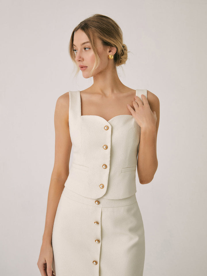 Gilet élégant à boucle en perle