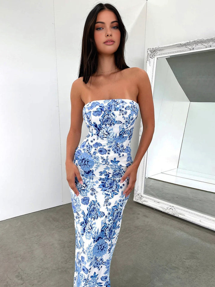 Robe Longue Imprimé Multi Fleurs Fendue