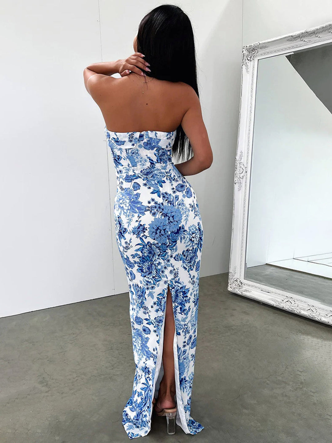Robe Longue Imprimé Multi Fleurs Fendue