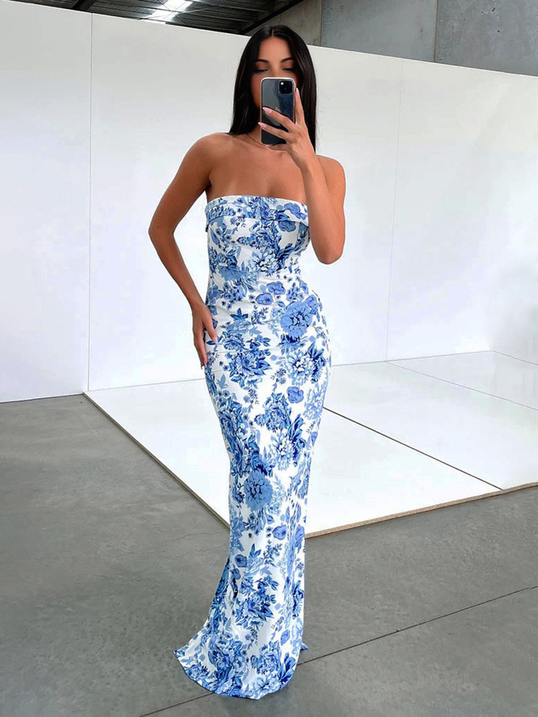 Robe Longue Imprimé Multi Fleurs Fendue