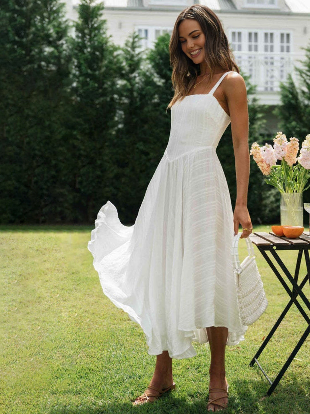 Robe Longue Cami Romantique en Coton