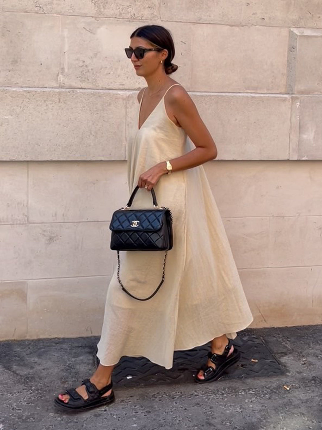Robe Longue Double Épaisseur Col V