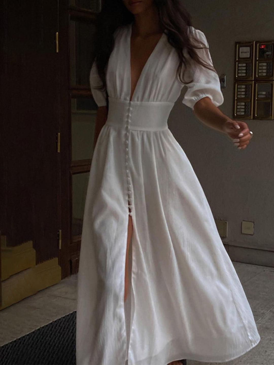 Robe Longue Boutonnée Évasée Française