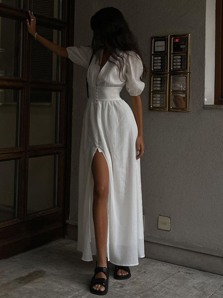Robe Longue Boutonnée Évasée Française