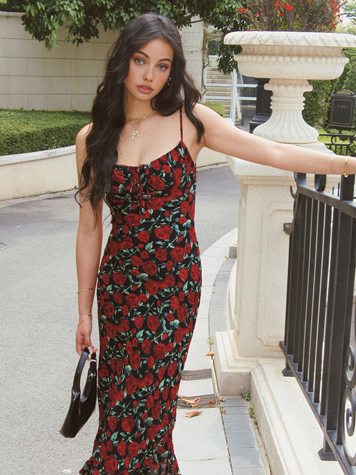Robe Longue Fleurie Rose Bulgare