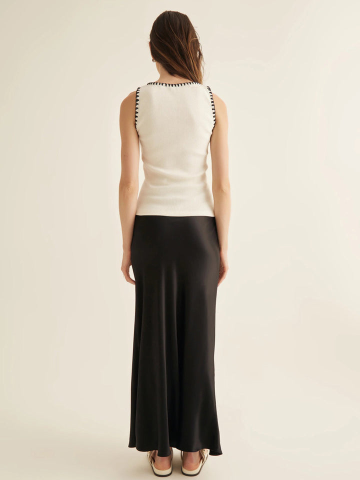 Gilet Pull Sans Manches à Motif Contrastant Minimaliste