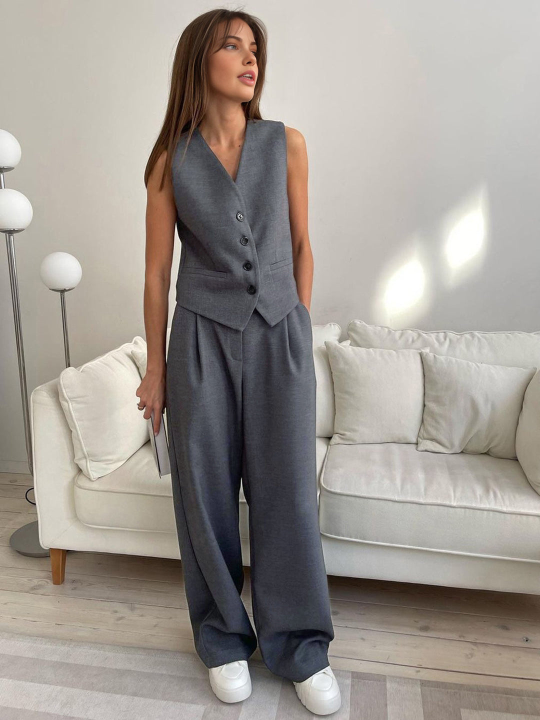 Pantalon de costume structuré et solide