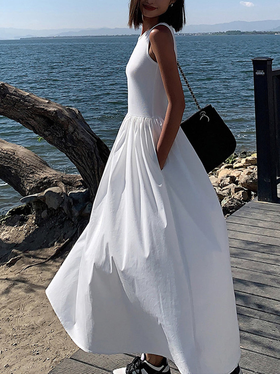 Robe Longue Col Rond Décontracté