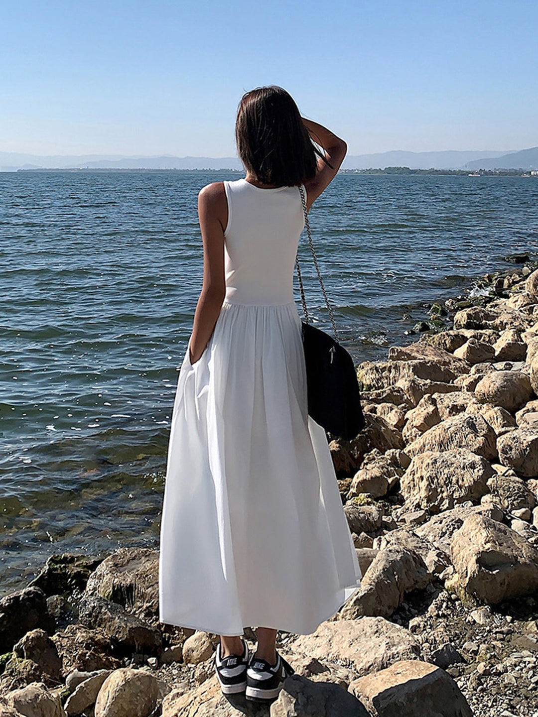 Robe Longue Col Rond Décontracté