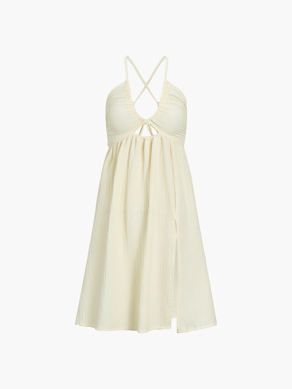 Robe Mi-Longue Dos Nu à Bretelles Croisées et Fente