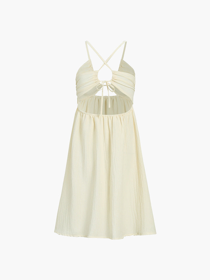 Robe Mi-Longue Dos Nu à Bretelles Croisées et Fente