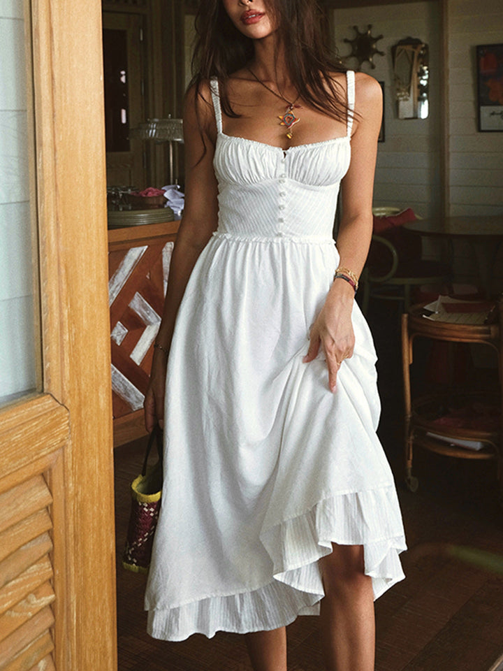 Robe Midi à Volants unie