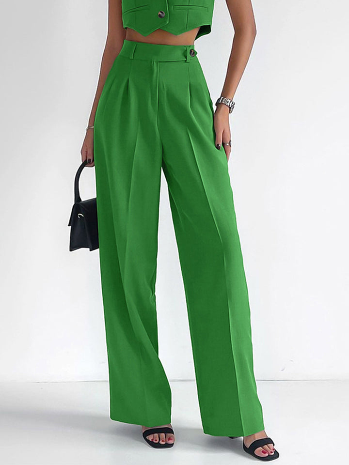 Ensemble Gilet Boutonné Uni avec Pantalon