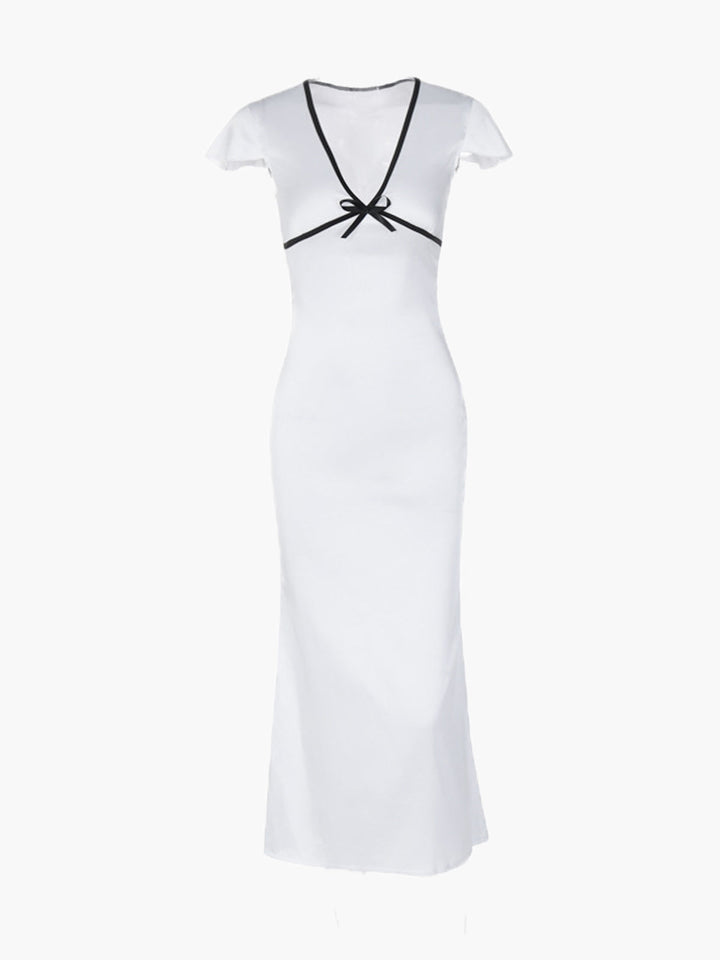Robe Mi-longue à Bordure Contrastante Semi-Transparente