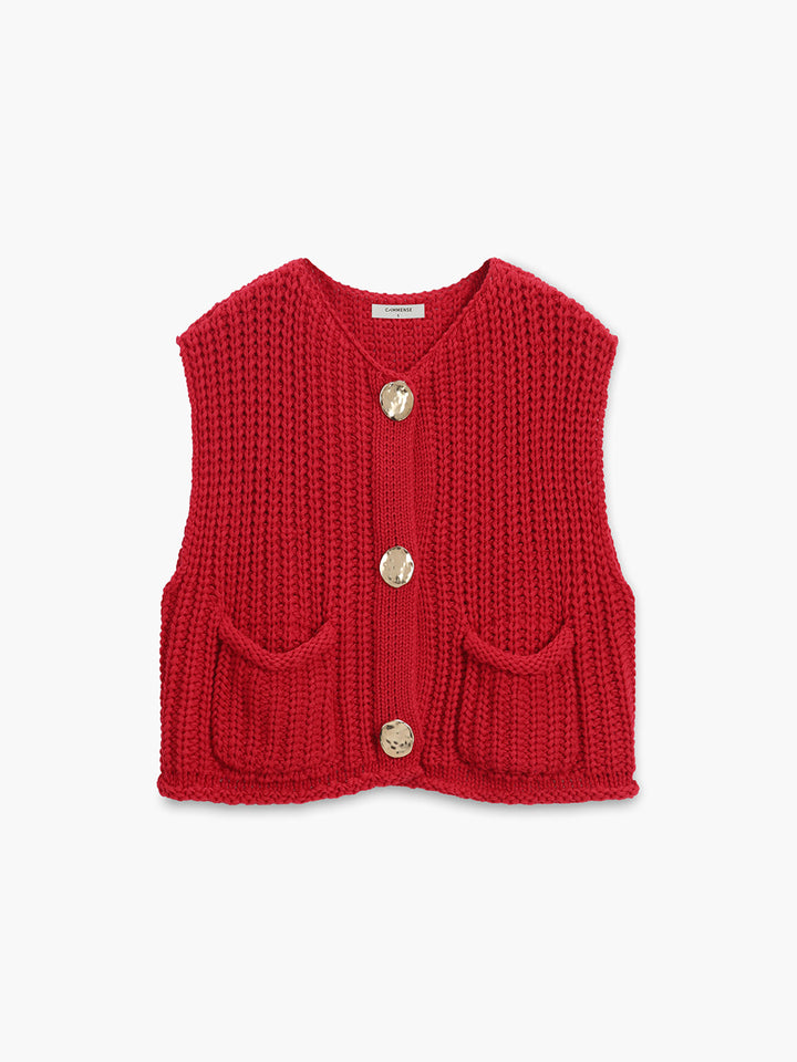 Gilet Boutonné en Mailles