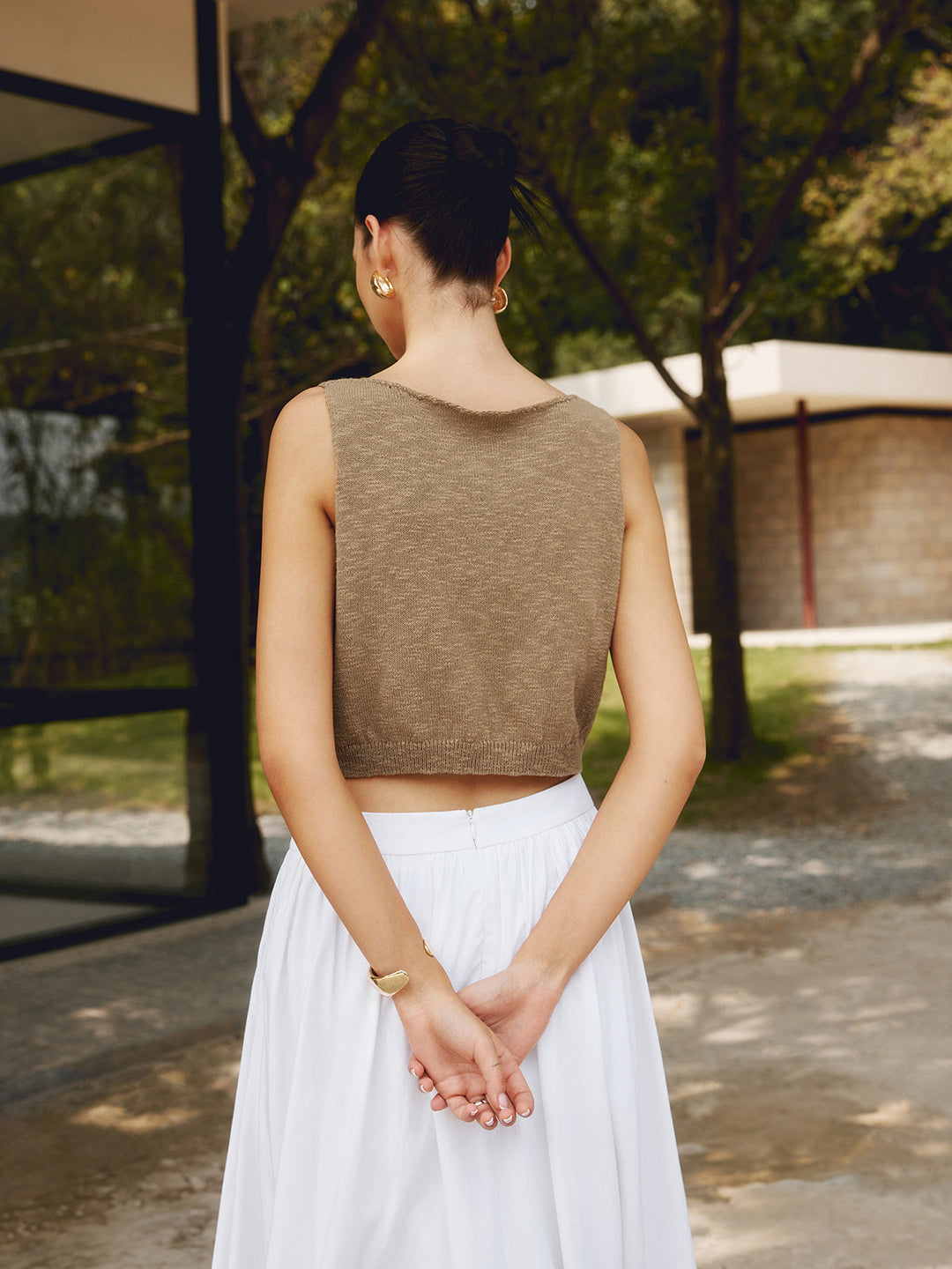Débardeur Court en Mélange Coton