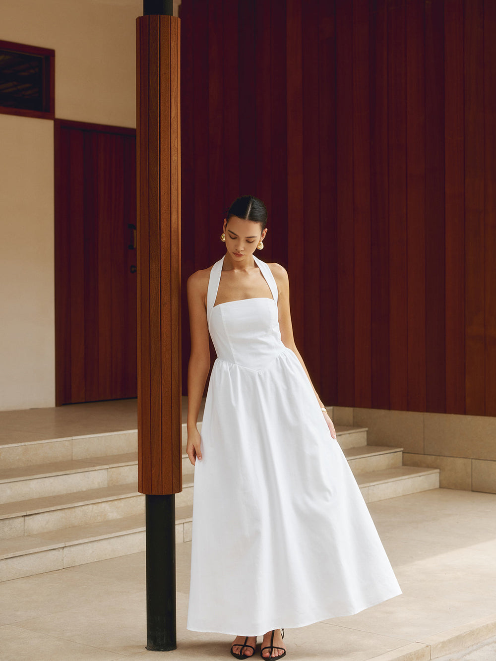 Robe longue ample en coton et lin
