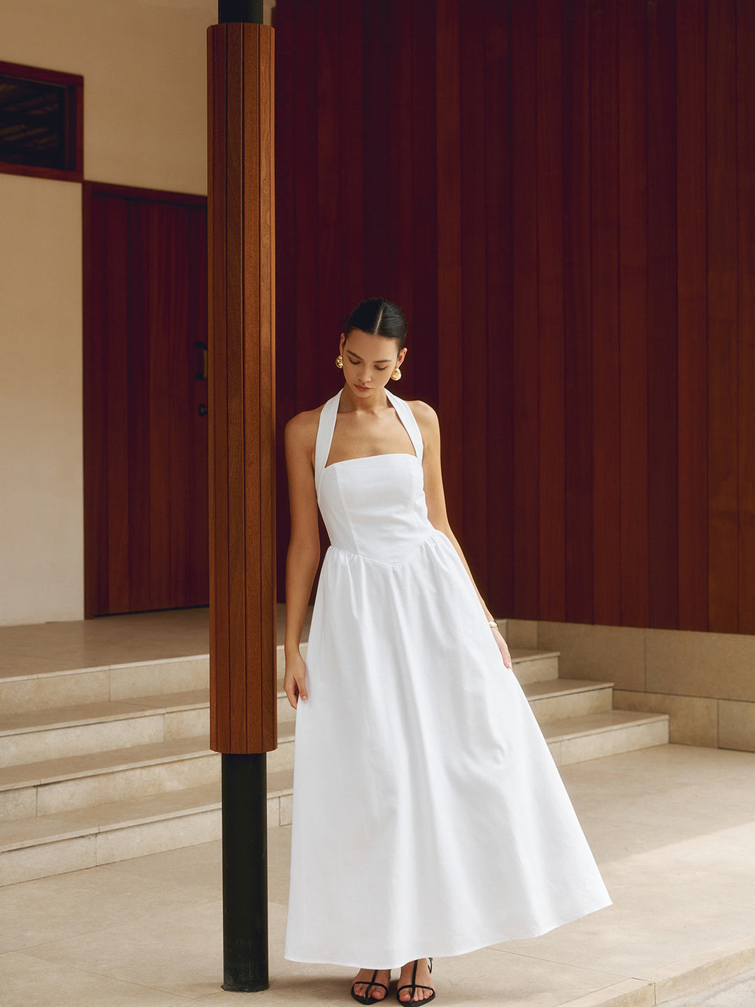 Robe longue ample en coton et lin