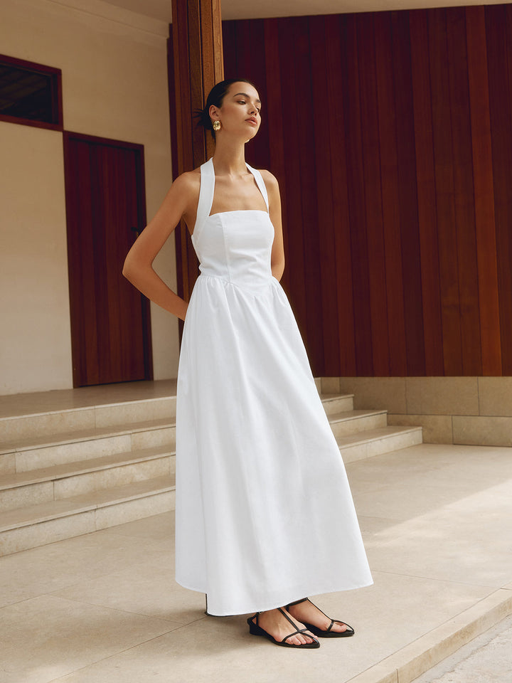 Robe longue ample en coton et lin