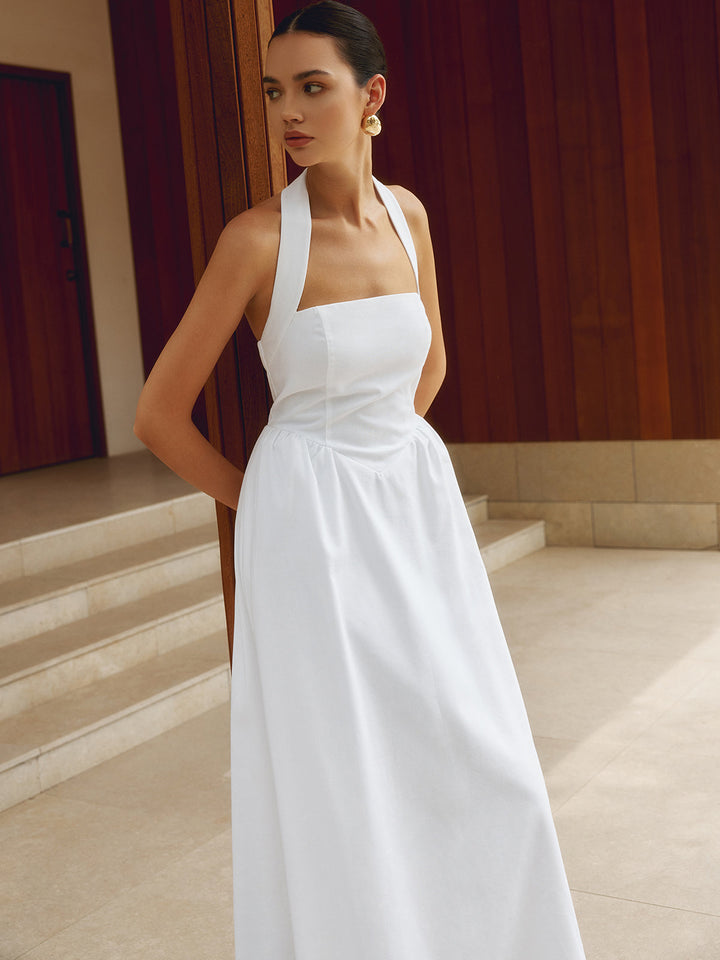 Robe longue ample en coton et lin