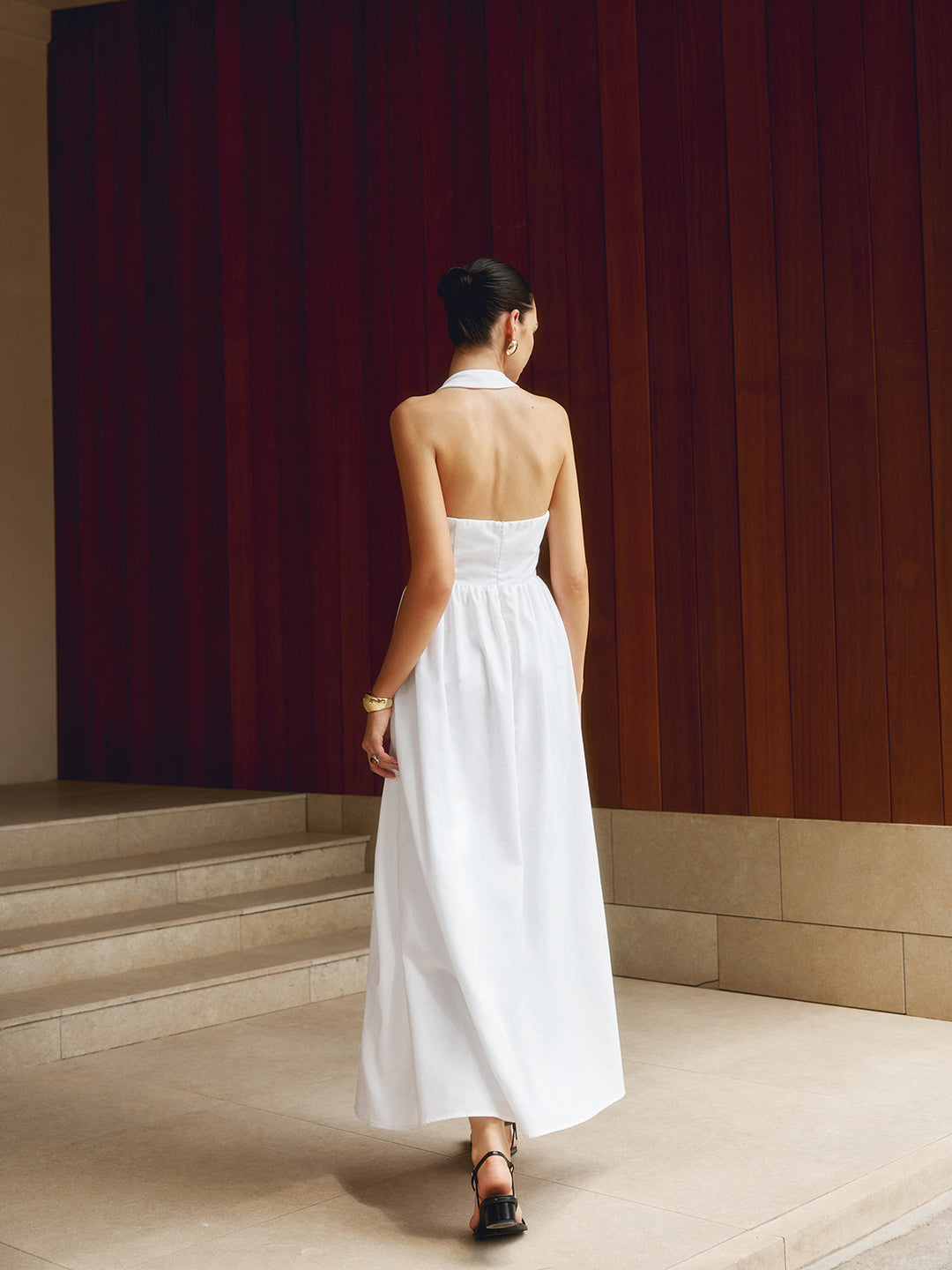 Robe longue ample en coton et lin