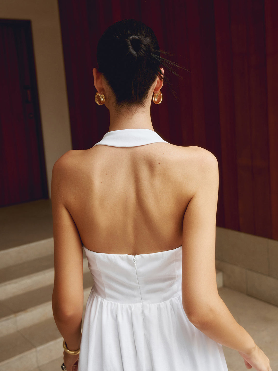Robe longue ample en coton et lin