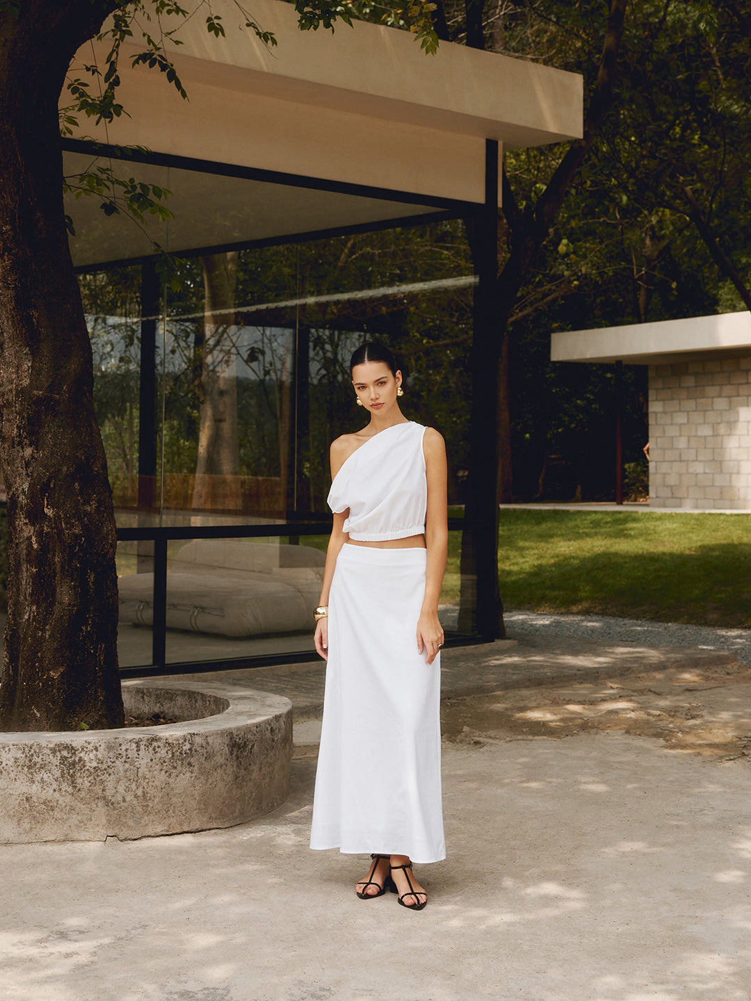 Jupe Maxi Unie en Coton et Lin