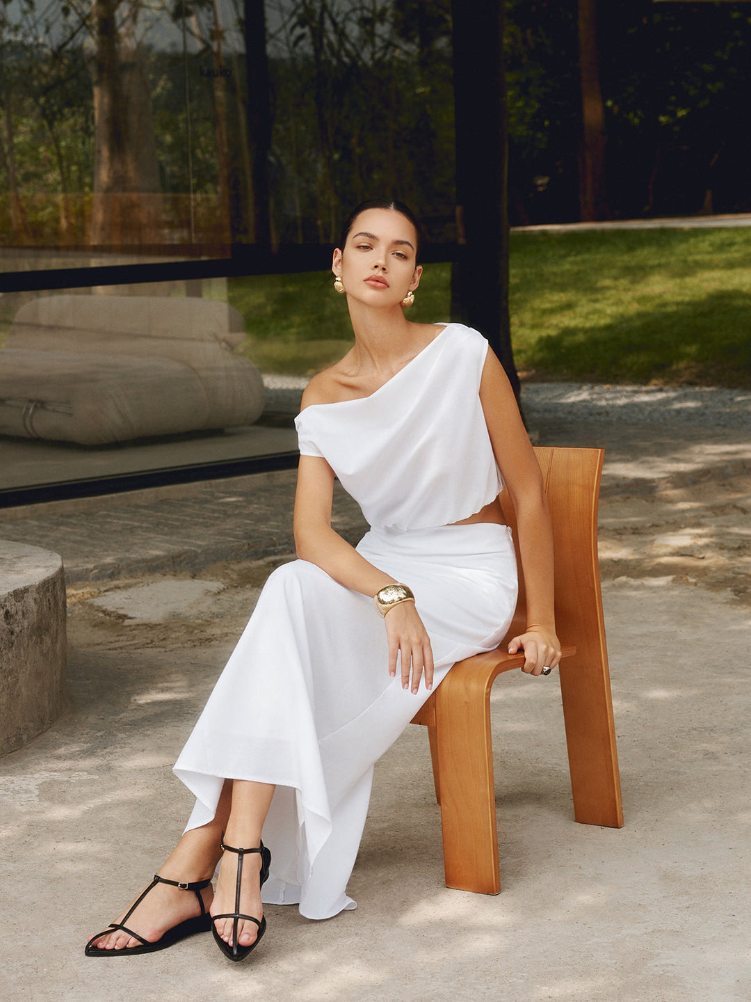 Jupe Maxi Unie en Coton et Lin