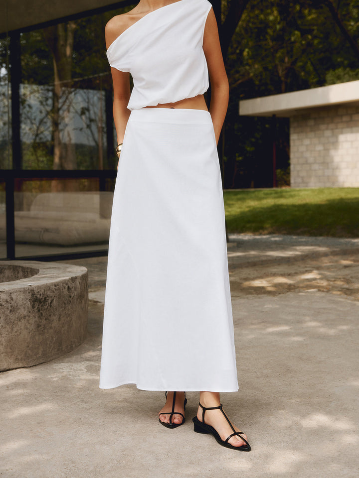 Jupe Maxi Unie en Coton et Lin
