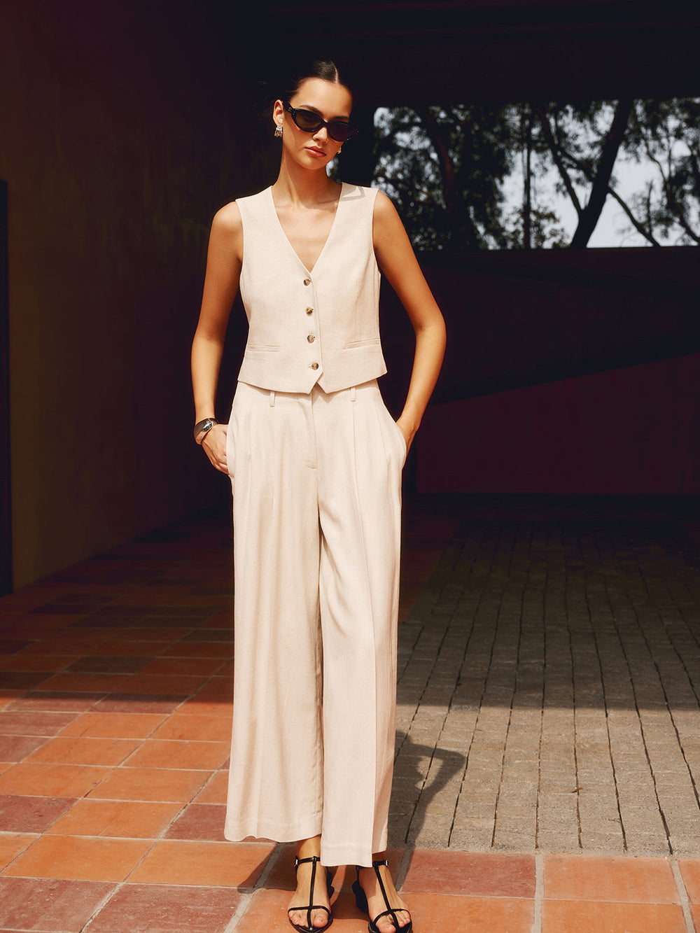 Pantalons Taille Haute Coupe Droite