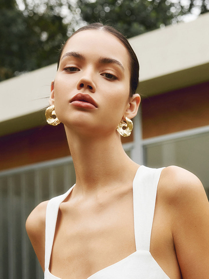 Boucles d'oreilles clous texturées irrégulières géométriques