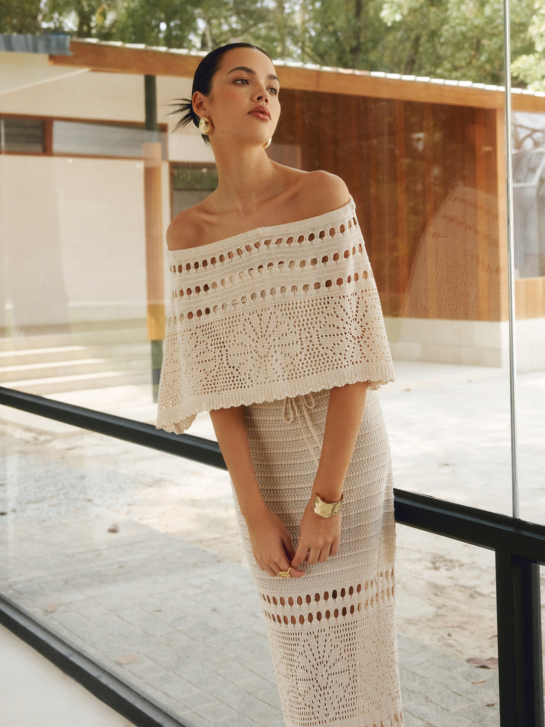 Robe Longue Dos Nu Avec Châle