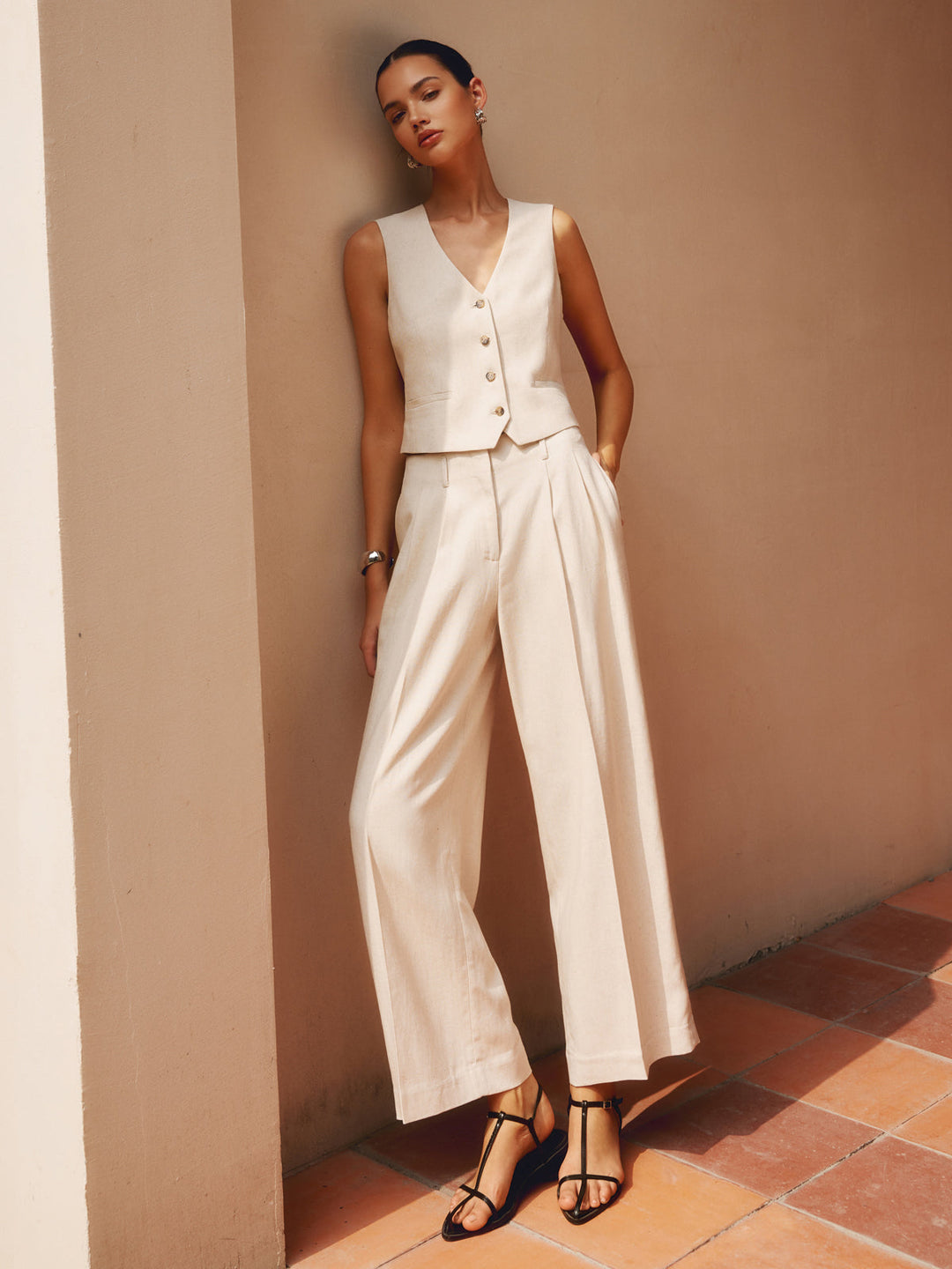 Pantalons Taille Haute Coupe Droite